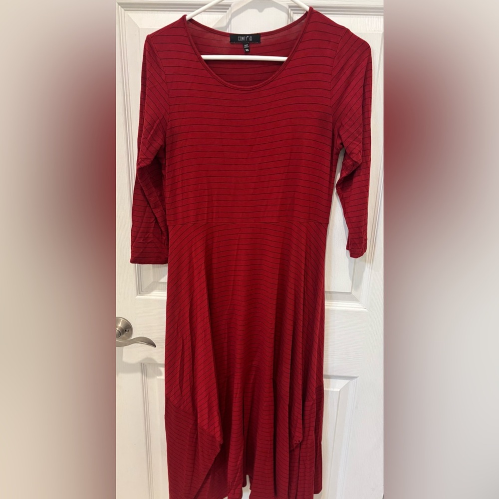 Comfy USA made USA Long Sleeve Striped Red Dress